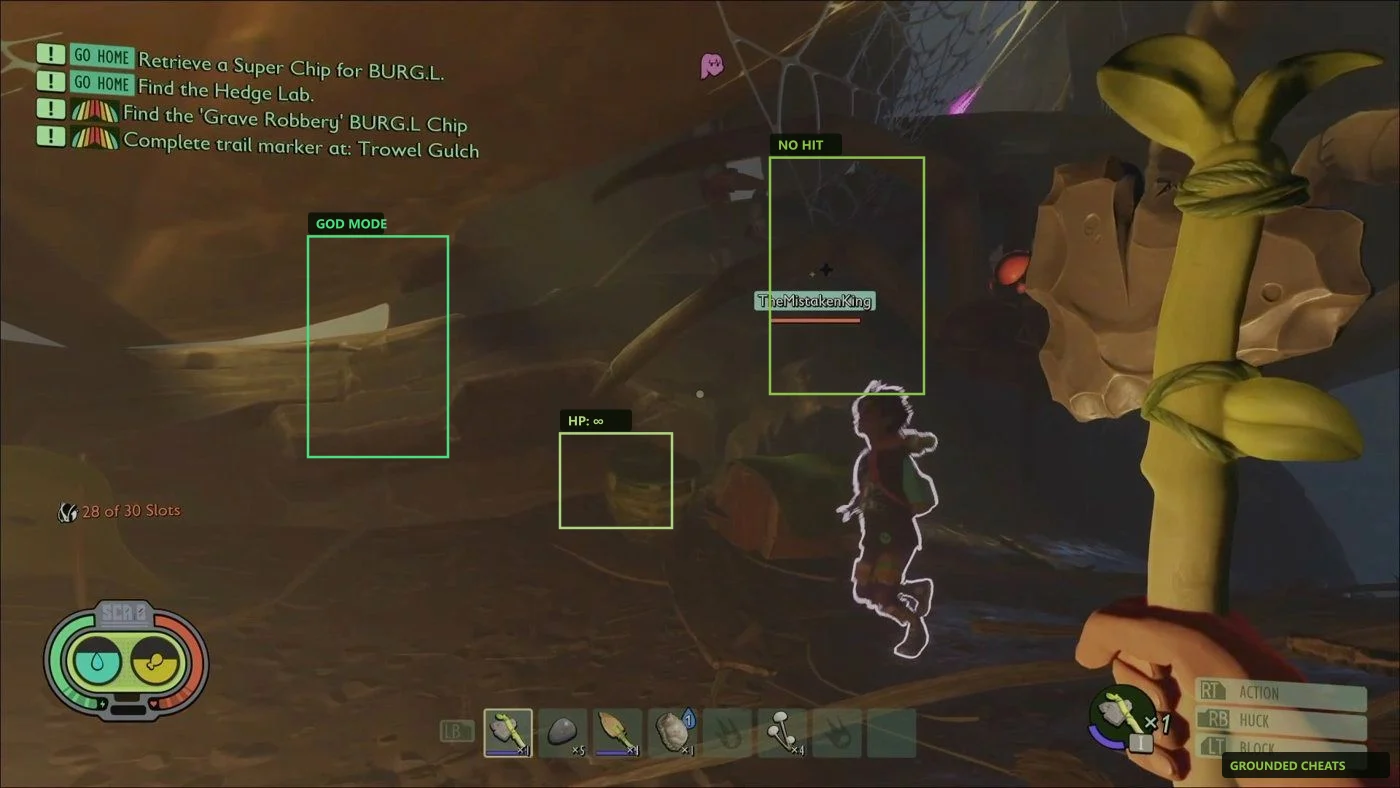 Player browsing cheat engine values during Grounded crafting