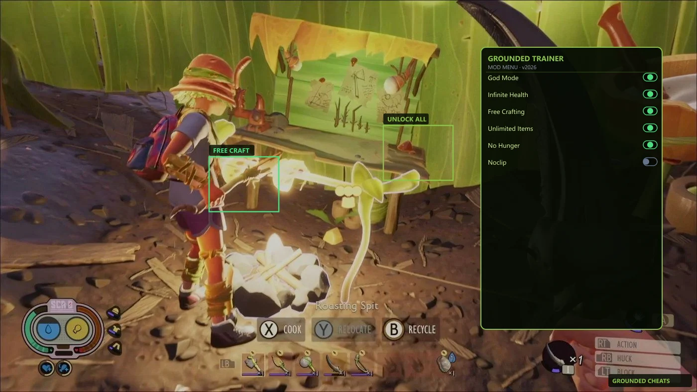 Grounded cheat table values for health and stamina editing